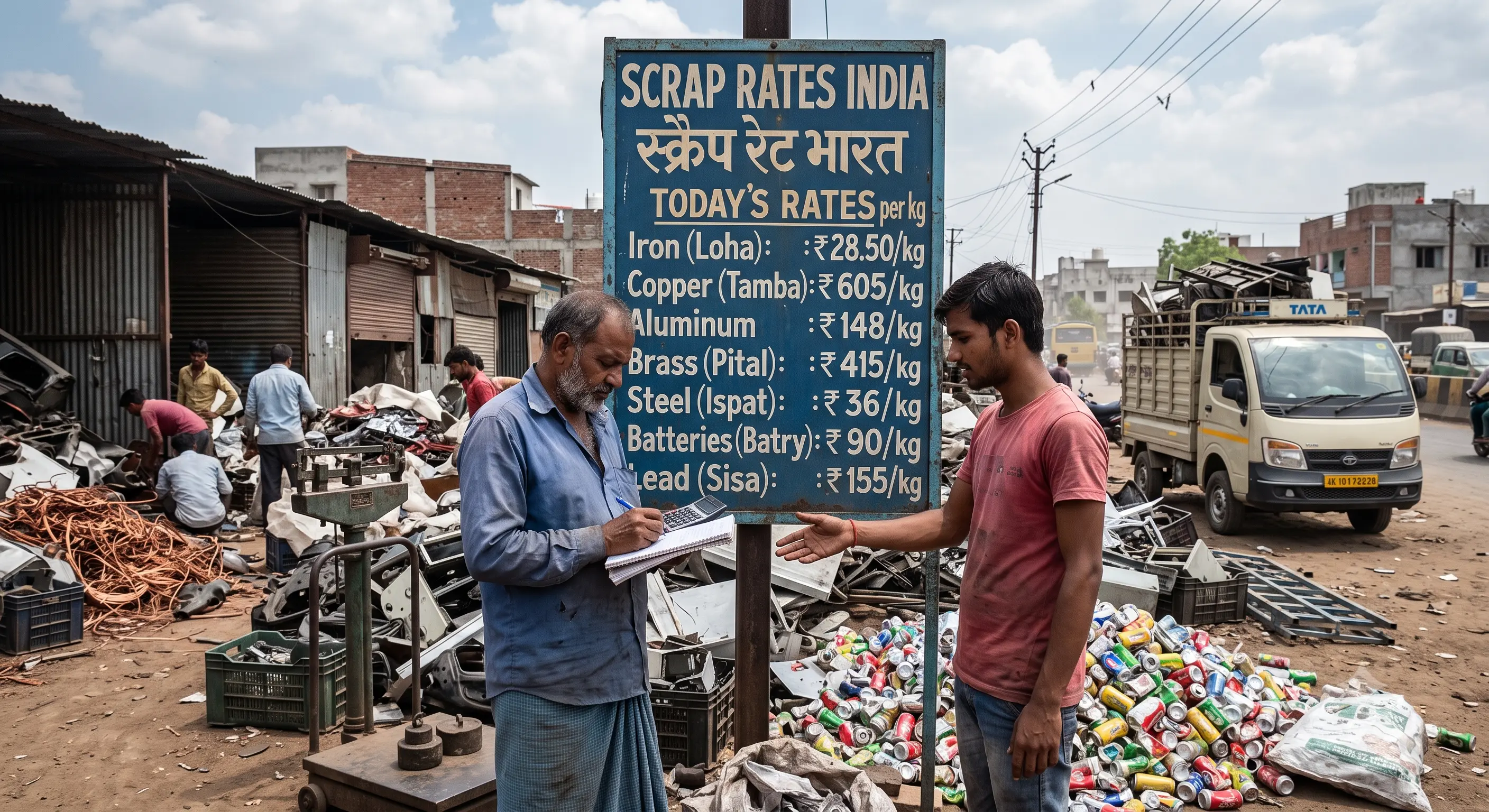 Chart of scrap rates in India by material such as copper, iron and paper